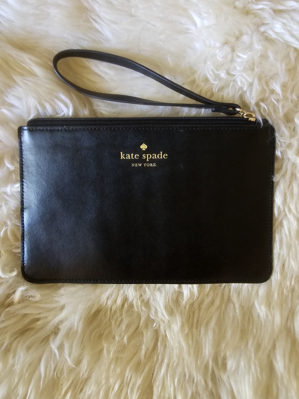kate spade New York Black Leather Wristlet Clutch